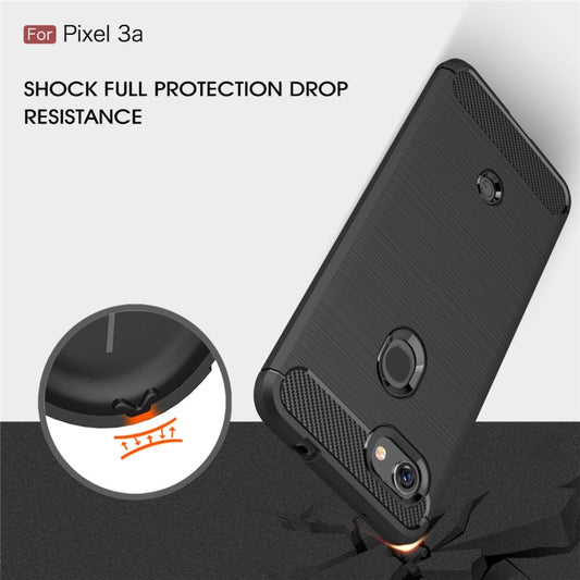 Brushed Texture Carbon Fiber TPU Case for Google Pixel 3a, For Google Pixel 3a, Google Pixel 3a