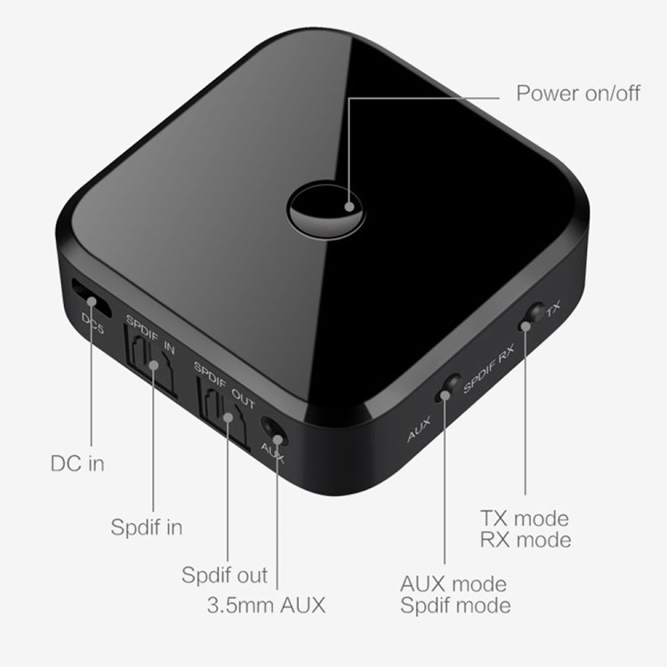 Bluetooth 5.0 Ffiber Optic Bluetooth Receiver CSR8670 Bluetooth Transmitter 2 in 1 Supports APTX, black