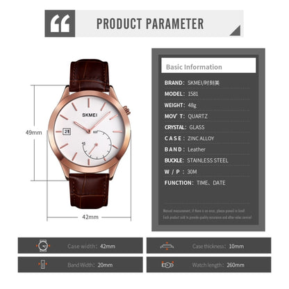 SKMEI 1581 Montre Homme Tendance Créative Simple Décontractée Plein Air Sport Étanche Montre à Quartz Deux Aiguilles
