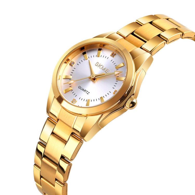 SKmei 1620 Zarte Strass-Uhr Kreative Freizeit Wasserdichte Quarz-Damenuhr mit Stahlarmband