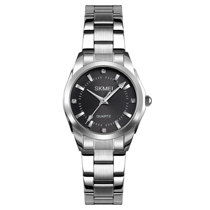 SKmei 1620 Zarte Strass-Uhr Kreative Freizeit Wasserdichte Quarz-Damenuhr mit Stahlarmband