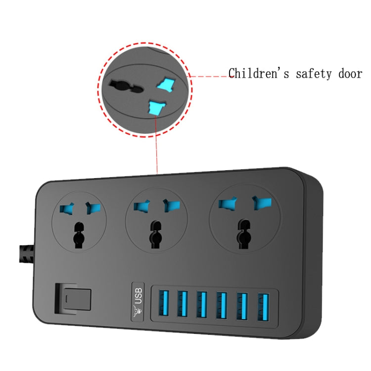 T09 3000W High Power Multi-Function Plug-in 3-Hole International Universal Jack + 6 USB Intelligent Charging