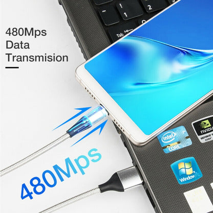 3A USB to USB-C / Type-C Fast Charging + 480Mbps Data Transmission Mobile Phone Magnetic Suction Fast Charging Data Cable, Cable Length: 1m, USB-C / Type-C