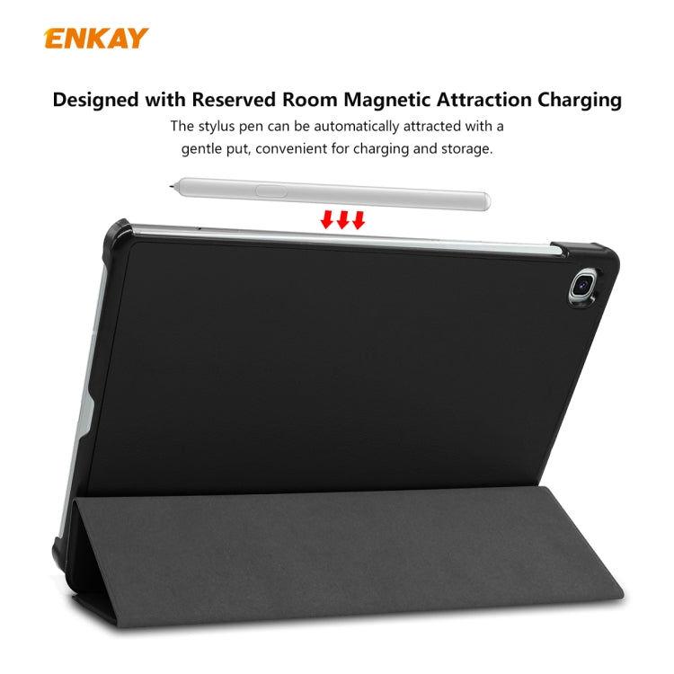 ENKAY ENK-8002 For Samsung Galaxy Tab S6 Lite P610 / P615 PU Leather + Plastic Smart Case with Three-folding Holder, For Samsung Galaxy Tab S6 Lite P610, For Samsung Galaxy Tab S6 Lite P610 / P615 / Tab S6 Lite 2022 / P613 / P619