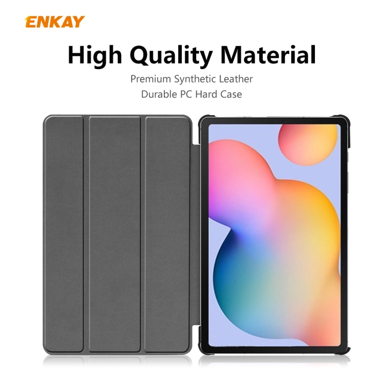ENKAY ENK-8002 For Samsung Galaxy Tab S6 Lite P610 / P615 PU Leather + Plastic Smart Case with Three-folding Holder, For Samsung Galaxy Tab S6 Lite P610, For Samsung Galaxy Tab S6 Lite P610 / P615 / Tab S6 Lite 2022 / P613 / P619