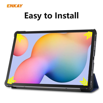 ENKAY ENK-8002 For Samsung Galaxy Tab S6 Lite P610 / P615 PU Leather + Plastic Smart Case with Three-folding Holder, For Samsung Galaxy Tab S6 Lite P610, For Samsung Galaxy Tab S6 Lite P610 / P615 / Tab S6 Lite 2022 / P613 / P619