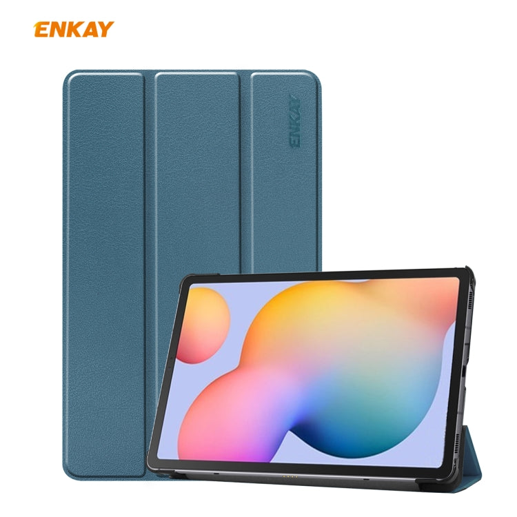 ENKAY ENK-8002 For Samsung Galaxy Tab S6 Lite P610 / P615 PU Leather + Plastic Smart Case with Three-folding Holder, For Samsung Galaxy Tab S6 Lite P610, For Samsung Galaxy Tab S6 Lite P610 / P615 / Tab S6 Lite 2022 / P613 / P619