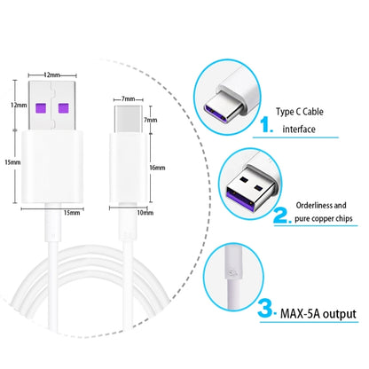 Câble de données universel ultra-rapide USB vers USB-C/Type-C 5 A pour téléphone portable, tablette, PC, 1 m, 1,5 m, 2 m
