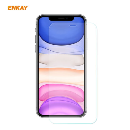 For iPhone 11 ENKAY ENK-PC0282 2 in 1 Business Series Fabric Texture PU Leather + TPU Soft Slim Case Cover ＆ 0.26mm 9H 2.5D Tempered Glass Film, For iPhone 11