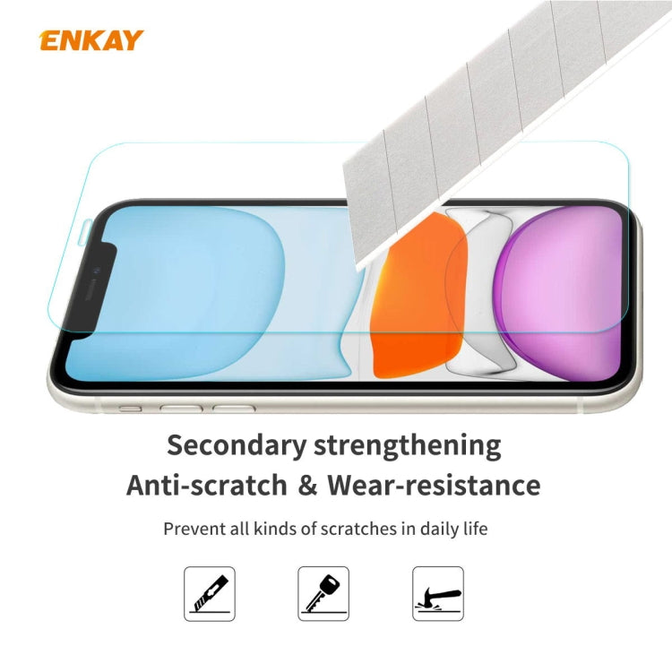 For iPhone 11 ENKAY ENK-PC0282 2 in 1 Business Series Fabric Texture PU Leather + TPU Soft Slim Case Cover ＆ 0.26mm 9H 2.5D Tempered Glass Film, For iPhone 11