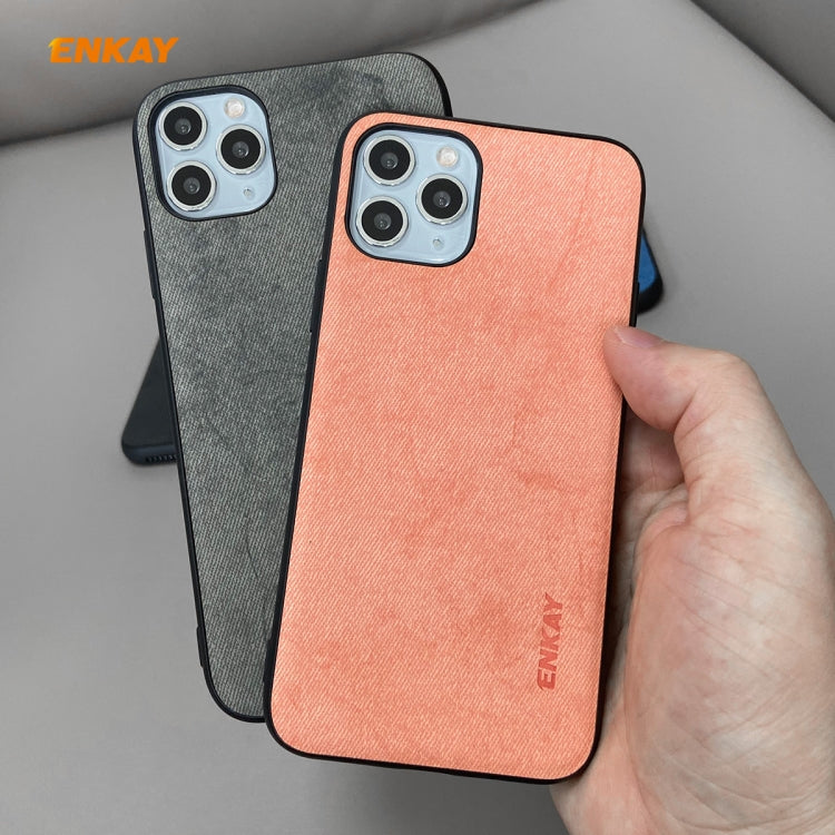 For iPhone 11 Pro ENKAY ENK-PC0292 2 in 1 Business Series Fabric Texture PU Leather + TPU Soft Slim Case Cover ＆ 0.26mm 9H 2.5D Tempered Glass Film, For iPhone 11 Pro