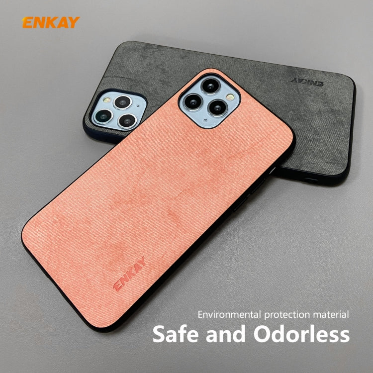 For iPhone 11 Pro ENKAY ENK-PC0292 2 in 1 Business Series Fabric Texture PU Leather + TPU Soft Slim Case Cover ＆ 0.26mm 9H 2.5D Tempered Glass Film, For iPhone 11 Pro