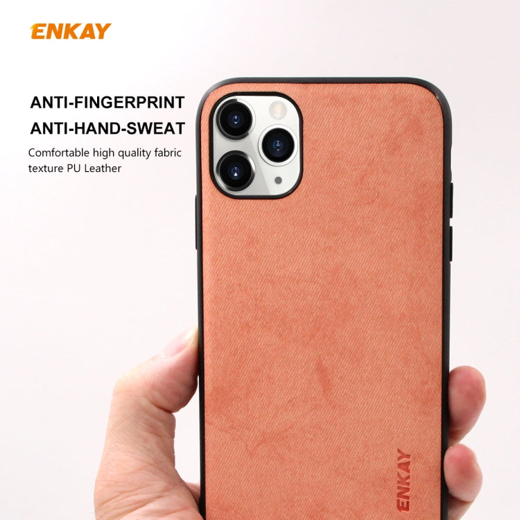 For iPhone 11 Pro ENKAY ENK-PC0292 2 in 1 Business Series Fabric Texture PU Leather + TPU Soft Slim Case Cover ＆ 0.26mm 9H 2.5D Tempered Glass Film, For iPhone 11 Pro