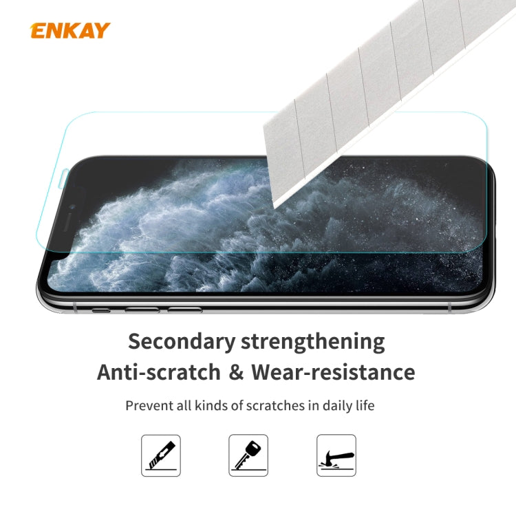 For iPhone 11 Pro Max ENKAY ENK-PC0302 2 in 1 Business Series Fabric Texture PU Leather + TPU Soft Slim Case Cover ＆ 0.26mm 9H 2.5D Tempered Glass Film, For iPhone 11 Pro Max