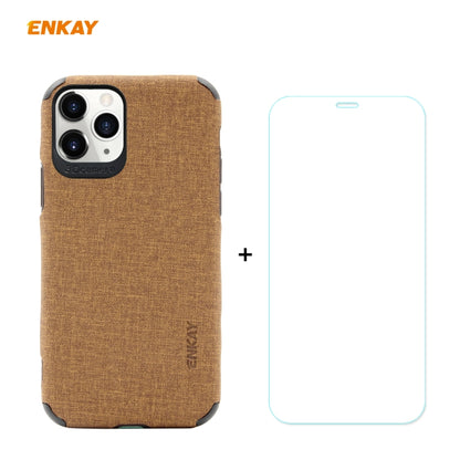 For iPhone 11 Pro Max ENKAY ENK-PC0332 2 in 1 Business Series Denim Texture PU Leather + TPU Soft Slim Case Cover ＆ 0.26mm 9H 2.5D Tempered Glass Film, For iPhone 11 Pro Max