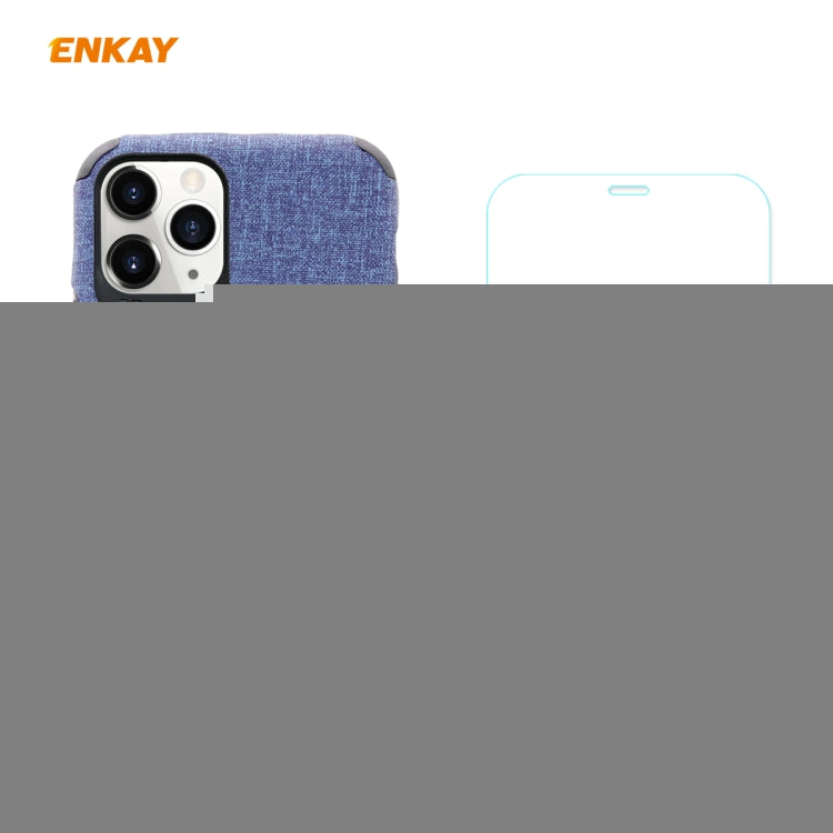 For iPhone 11 Pro ENKAY ENK-PC0322 2 in 1 Business Series Denim Texture PU Leather + TPU Soft Slim Case Cover ＆ 0.26mm 9H 2.5D Tempered Glass Film, For iPhone 11 Pro