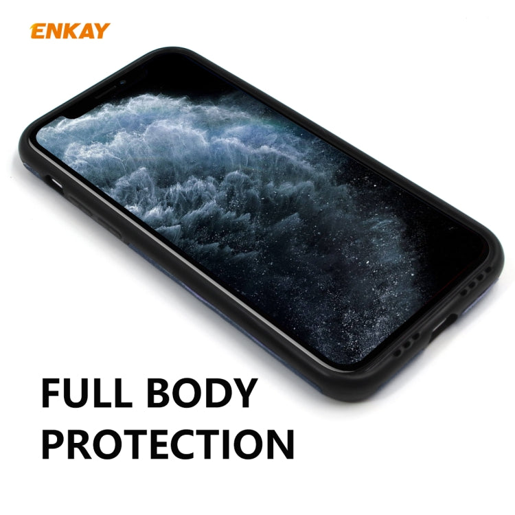 For iPhone 11 Pro ENKAY ENK-PC0322 2 in 1 Business Series Denim Texture PU Leather + TPU Soft Slim Case Cover ＆ 0.26mm 9H 2.5D Tempered Glass Film, For iPhone 11 Pro