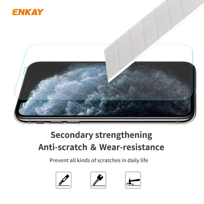 For iPhone 11 Pro ENKAY ENK-PC0322 2 in 1 Business Series Denim Texture PU Leather + TPU Soft Slim Case Cover ＆ 0.26mm 9H 2.5D Tempered Glass Film, For iPhone 11 Pro