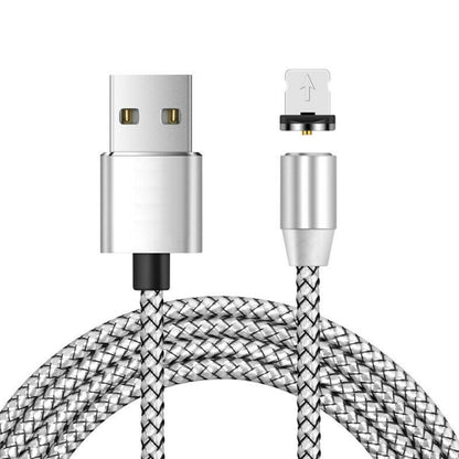 USB to 8 Pin Magnetic Metal Connector Nylon Two-color Braided Magnetic Data Cable, Cable Length: 1m, 8 Pin