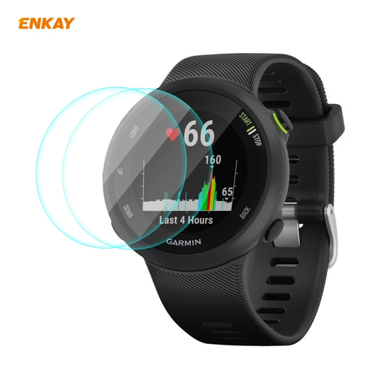 2 PCS ENKAY Hat-Prince Film de protection d'écran en verre trempé à bord incurvé 0,2 mm 9H 2,15D, pour Garmin Forerunner 45 / 45S, pour Garmin Forerunner 735 / 735XT, pour Garmin Instinct Tactical, pour Garmin Approach S62, pour Garmin Swim 2