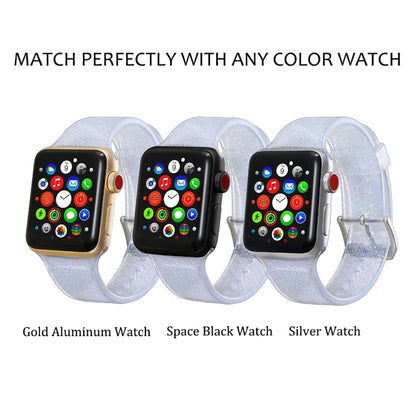 For Apple Watch Series 5 & 4 44mm / 3 & 2 & 1 42mm Glitter Silicone Strap