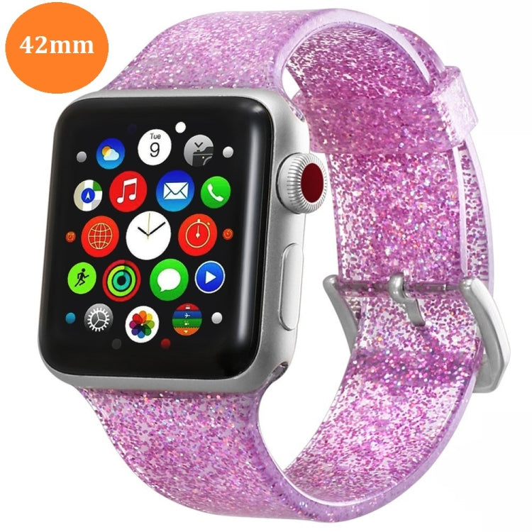 For Apple Watch Series 5 & 4 44mm / 3 & 2 & 1 42mm Glitter Silicone Strap
