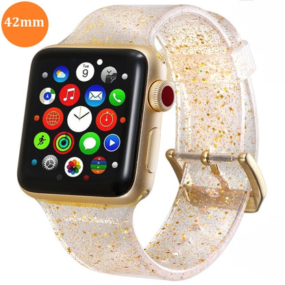 For Apple Watch Series 5 & 4 44mm / 3 & 2 & 1 42mm Glitter Silicone Strap