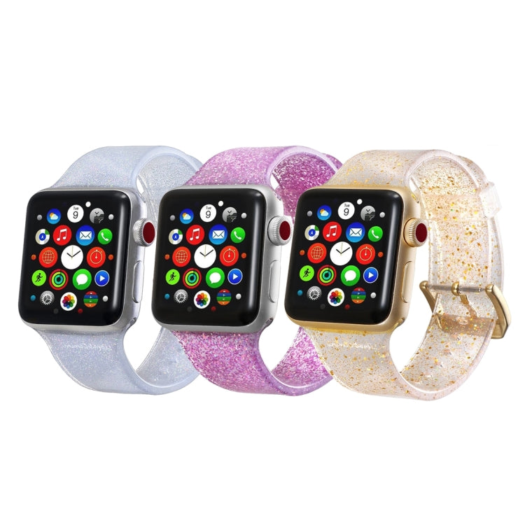 For Apple Watch Series 5 & 4 44mm / 3 & 2 & 1 42mm Glitter Silicone Strap