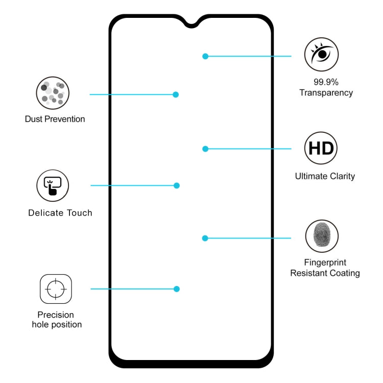 2 PCS ENKAY Hat-prince Full Glue 0.26mm 9H 2.5D Tempered Glass Film for, OnePlus 6T & 7, HUAWEI Y5 2019