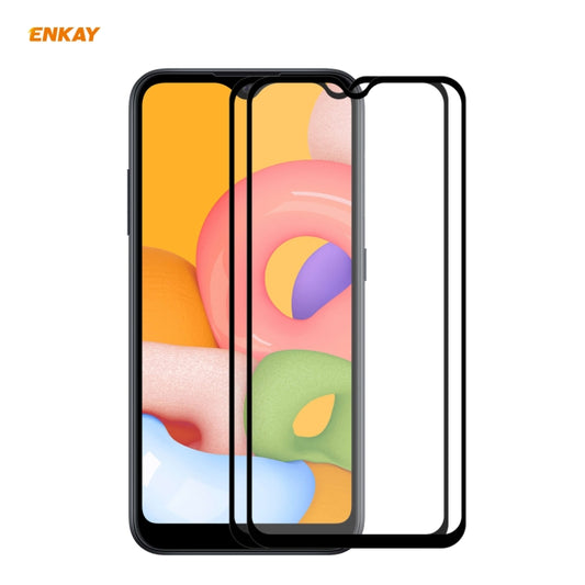2 PCS ENKAY Hat-Prince Film en verre trempé 0,26 mm 9H 2,5D, couvrance totale, avec colle pleine, pour Galaxy A01 (2 PCS), pour Galaxy A11 / M11 (2 PCS), pour Galaxy A21s (2 PCS), pour Galaxy A31 (2 PCS)
