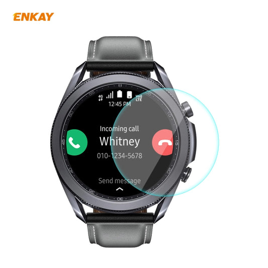 ENKAY Hat-Prince 0,2 mm 9H 2.15D Film de Protection d'écran en Verre Trempé à Bords Incurvés pour Montre, pour Samsung Galaxy Watch 3 45 mm, pour Samsung Galaxy Watch 3 41 mm