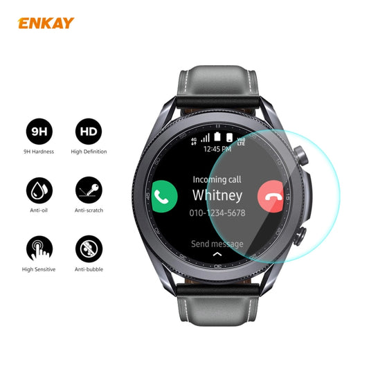 ENKAY Hat-Prince 0,2 mm 9H 2.15D Film de Protection d'écran en Verre Trempé à Bords Incurvés pour Montre, pour Samsung Galaxy Watch 3 45 mm, pour Samsung Galaxy Watch 3 41 mm