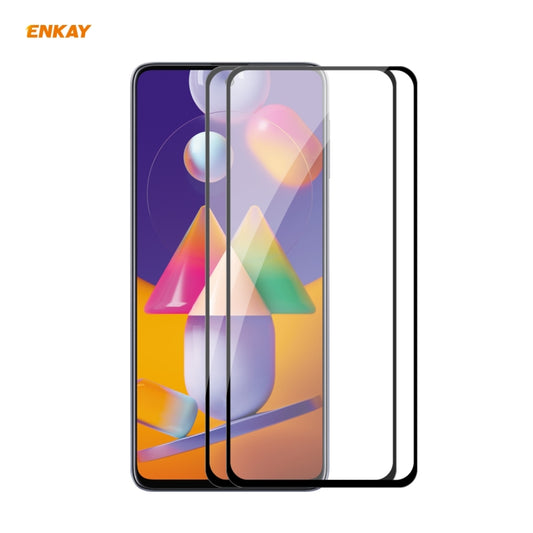 2 PCS ENKAY Hat-Prince Film de protection complet en verre trempé 9H 2.5D de 0,26 mm avec colle intégrale, pour Samsung Galaxy M31s, pour OnePlus Nord