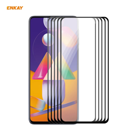5 films en verre trempé ENKAY Hat-Prince Full Glue 0,26 mm 9H 2,5D à couverture complète, pour Samsung Galaxy M31s, pour OnePlus Nord
