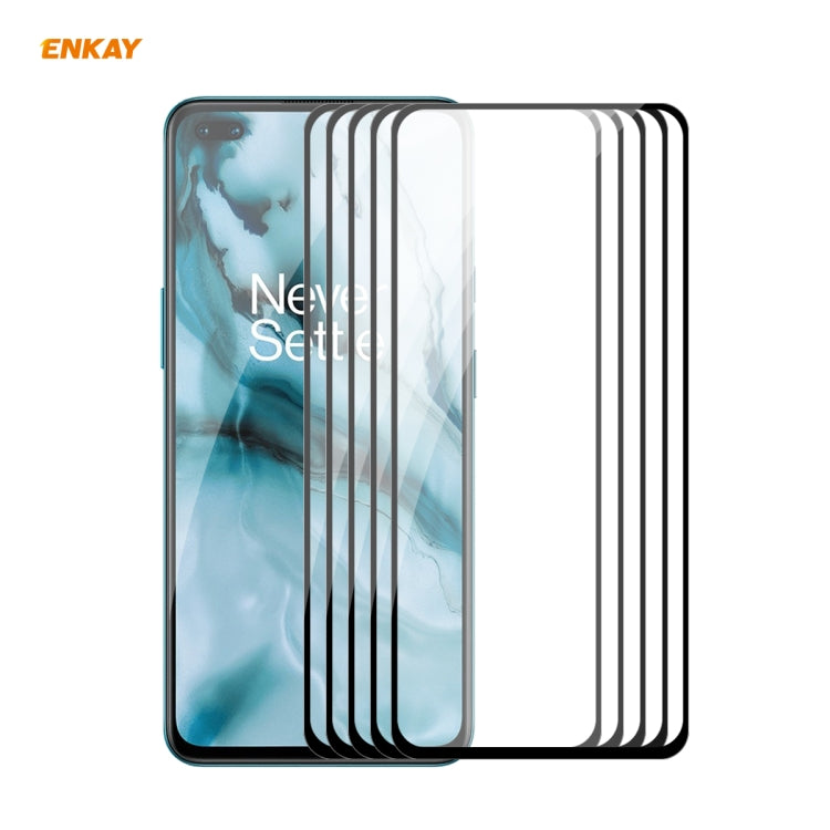 5 PCS ENKAY Hat-Prince Full Glue 0.26mm 9H 2.5D Tempered Glass Full Coverage Film, For Samsung Galaxy M31s, For OnePlus Nord