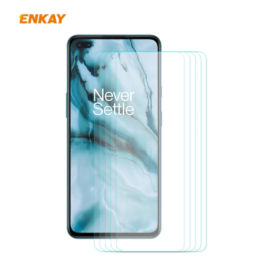 5 films de protection d'écran ENKAY Hat-Prince en verre trempé, bords incurvés 2,5D, épaisseur 0,26 mm, dureté 9H, pour OnePlus Nord, pour Galaxy M31s