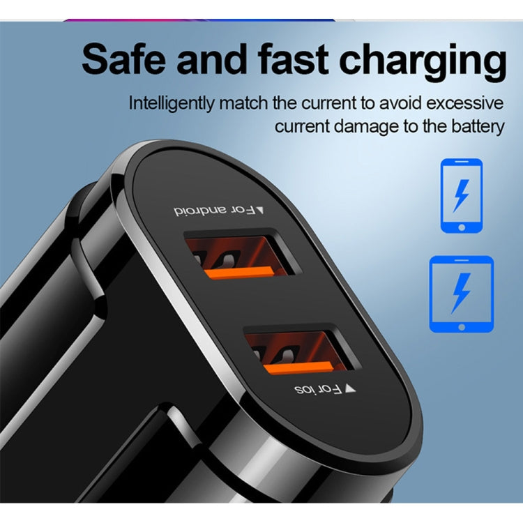 Portable Dual USB Mobile Phone Tablet Universal Charging Head Travel Charger, US Plug, US Plug