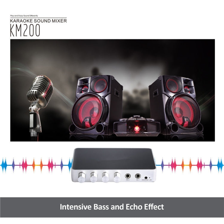 KM200 Portable Digital Stereo Audio Echo System Machine HDMI Karaoke Mixer Amplifier 4K/2K TV PC Home Theater
