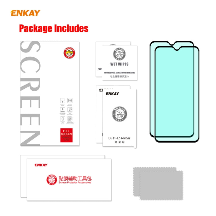 2 PCS ENKAY Hat-Prince 0.26mm 9H 6D Curved Full Screen Eye Protection Green Film Tempered Glass Protector, For Xiaomi Redmi Note 8 Pro, For Xiaomi Redmi Note 9S/Note 9 Pro, For Redmi 10X 4G/Redmi Note 9, For Samsung Galaxy A71, For Samsung Galaxy A41  ...