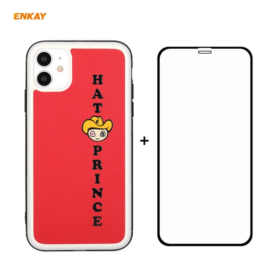 Pour iPhone 11 Étui fin antichoc en cuir PU + PC de la série de dessins animés Hat-Prince ENKAY ENK-PC0462 et film de protection d'écran en verre trempé à couverture complète de 0,26 mm 9H 2,5D, pour iPhone 11