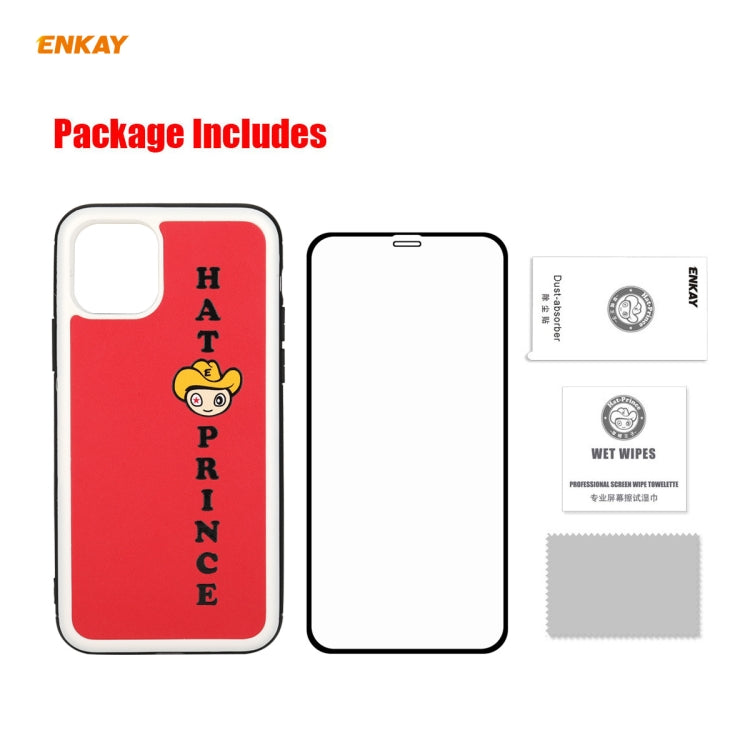 For iPhone 11 Hat-Prince ENKAY ENK-PC0462 Cartoon Series PU Leather + PC Hard Slim Case Shockproof Cover ＆ 0.26mm 9H 2.5D Full Glue Full Coverage Tempered Glass Protector Film, For iPhone 11