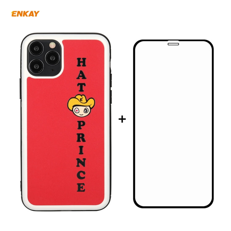 For iPhone 11 Pro Hat-Prince ENKAY ENK-PC0472 Cartoon Series PU Leather + PC Hard Slim Case Shockproof Cover ＆ 0.26mm 9H 2.5D Full Glue Full Coverage Tempered Glass Protector Film, For iPhone 11 Pro