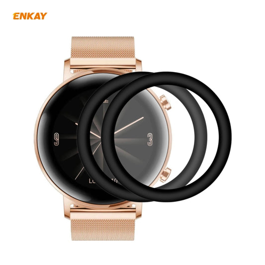 Film de protection d'écran souple ENKAY Hat-Prince 3D pleine écran (2 pièces) + bord PC + PMMA HD, pour Huawei Watch GT 2 42mm, pour Samsung Galaxy Active 2 40mm, pour Samsung Galaxy Active 2 44mm, pour Xiaomi Mi Band 4, pour Fitbit Versa 2