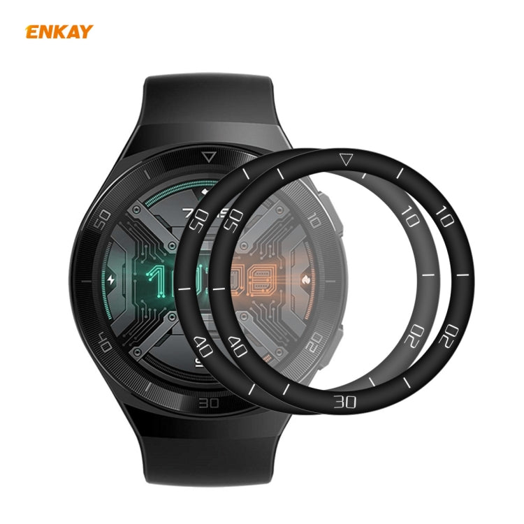 For Huawei Watch GT 2e 46mm 2 PCS ENKAY Hat-Prince 3D Full Screen Soft PC Edge + PMMA HD Screen Protector Film, With Scale, Without Scale