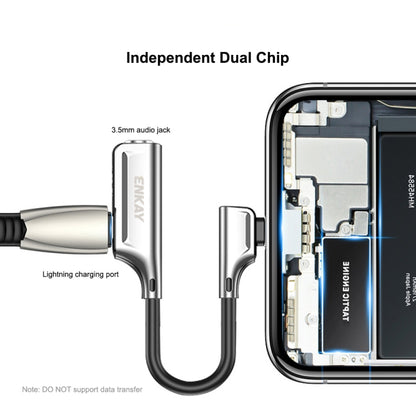 ENKAY ENK-AT103 8 Pin to 3.5mm Audio ＆ 8 Pin Charging Interfaces Converter Zinc Alloy Adapter, 3.5mm Audio ＆ 8 Pin Charging