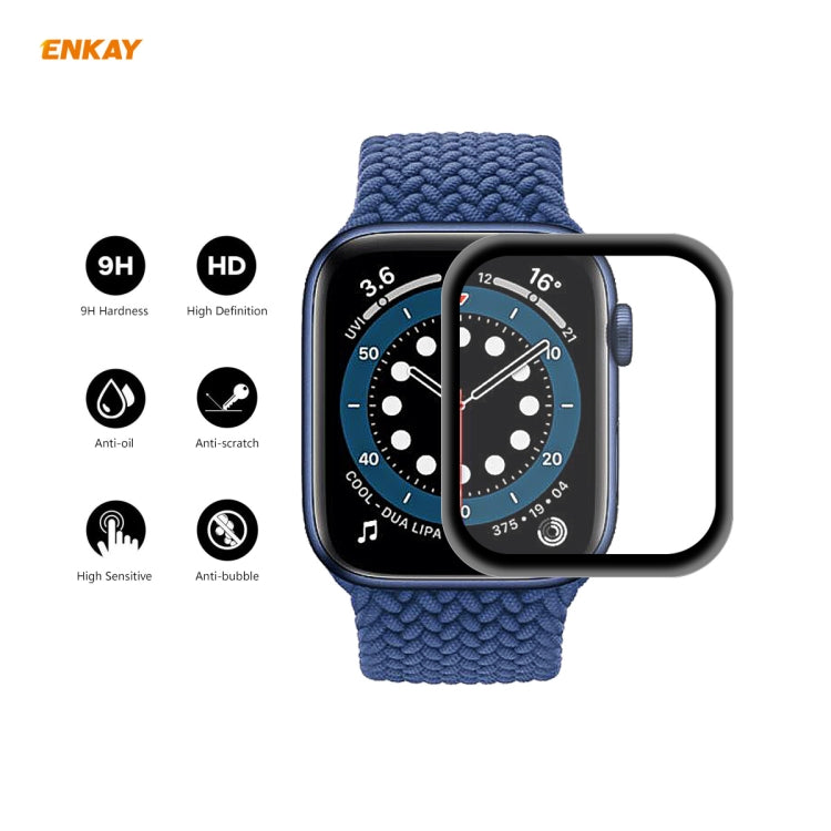 10 PCS ENKAY Hat-Prince 0.2mm 9H Surface Hardness 3D Explosion-proof Aluminum Alloy Edge Full Screen Tempered Glass Screen Film, For Apple Watch 6/5/4/SE 40mm, For Apple Watch 6/5/4/SE 44mm
