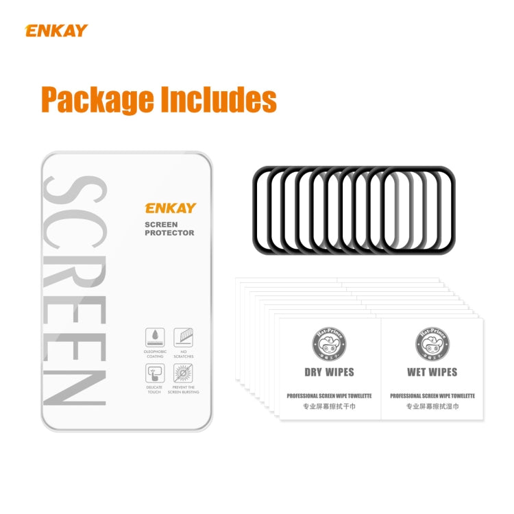 10 PCS ENKAY Hat-Prince 0.2mm 9H Surface Hardness 3D Explosion-proof Aluminum Alloy Edge Full Screen Tempered Glass Screen Film, For Apple Watch 6/5/4/SE 40mm, For Apple Watch 6/5/4/SE 44mm