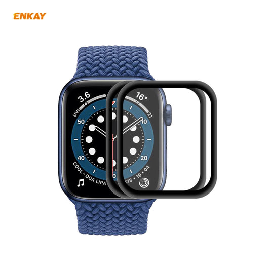 2 PCS Pour Apple Watch Series 6/5/4/SE 40mm ENKAY Hat-Prince Film de protection d'écran HD incurvé en PET à courbure à chaud 3D, pour Apple Watch Series 6/5/4/SE 40mm