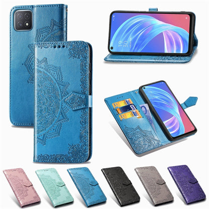 Mandala Flower Embossed Horizontal Flip Leather Case with Bracket / Card Slot / Wallet / Lanyard, For OPPO A52, For OPPO A92S, For OPPO Realme C12, For OPPO Realme C15, For OPPO A52 5G