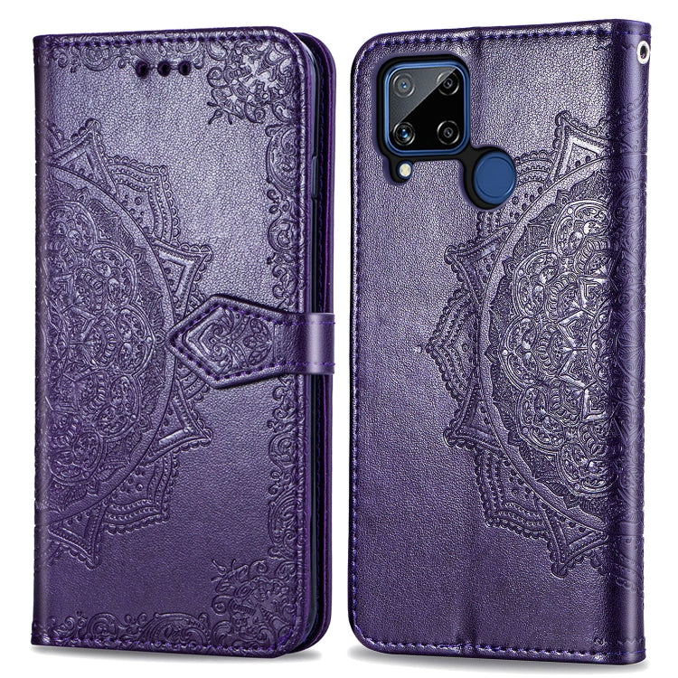 Mandala Flower Embossed Horizontal Flip Leather Case with Bracket / Card Slot / Wallet / Lanyard, For OPPO A52, For OPPO A92S, For OPPO Realme C12, For OPPO Realme C15, For OPPO A52 5G